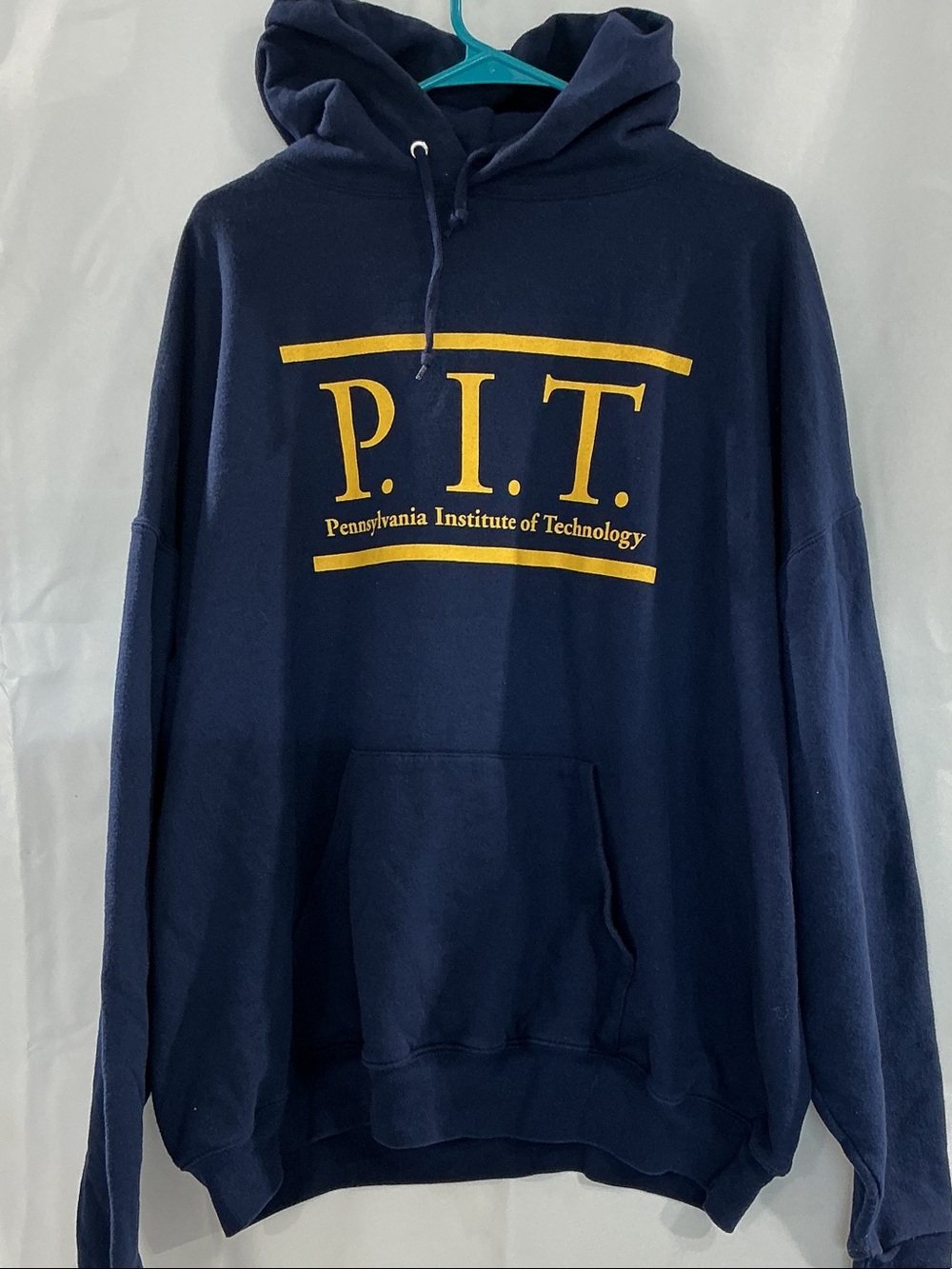 Jerzees Navy Hoodie with Yellow P.I.T. Logo